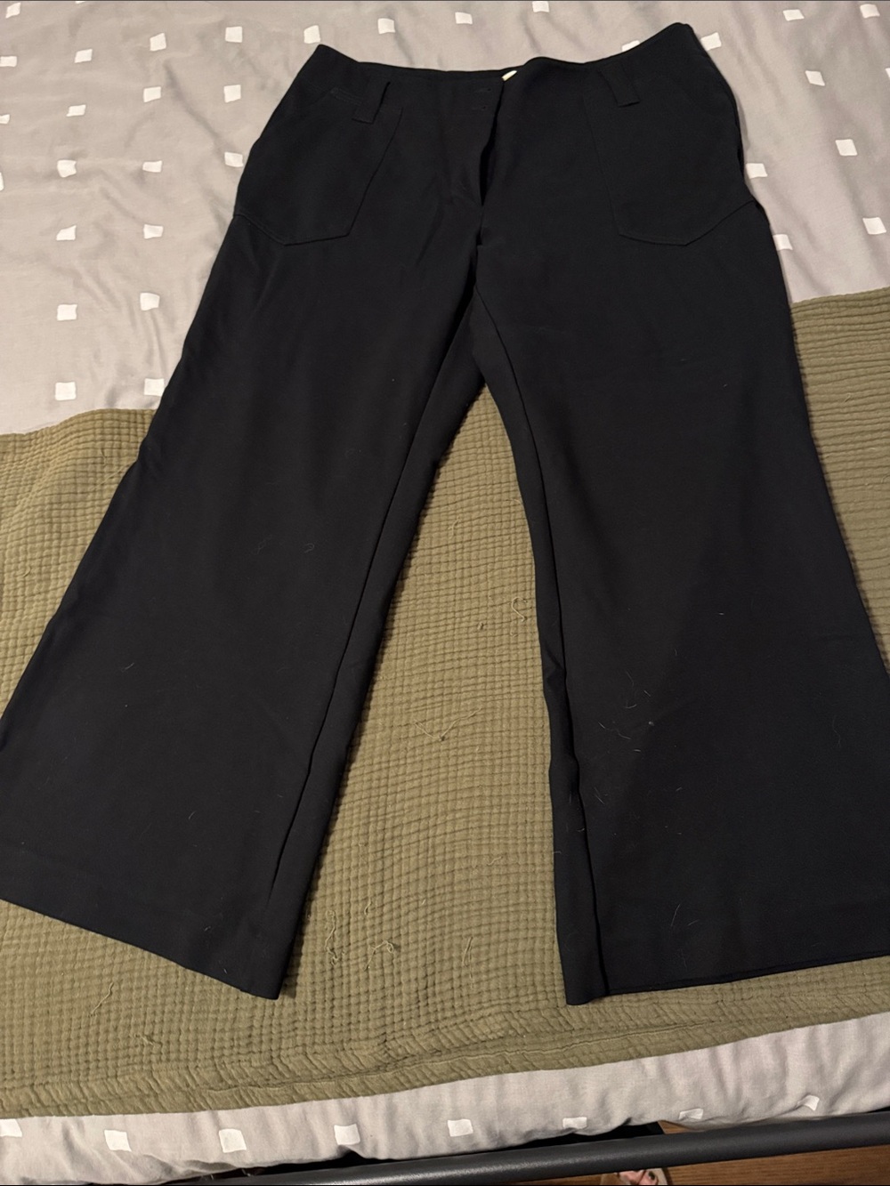 Maeve (Anthropologie) Black Wide-leg Pants with Button Front
